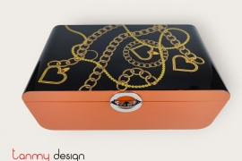 Orange jewelry box with chain pattern 37*21*H16,5 cm